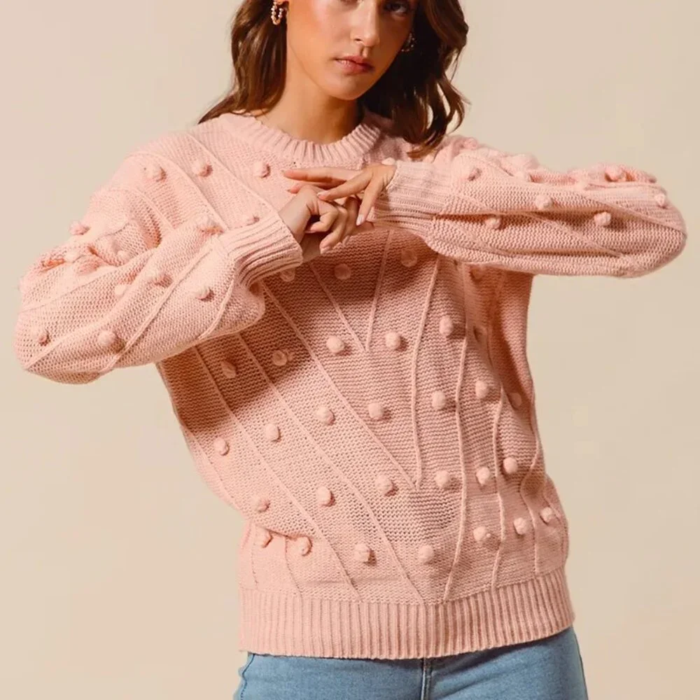 SO ME Pom Pom Textured Knit Sweater Top - Picture 4 of 10